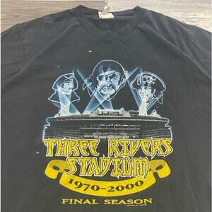 Vintage Lee Black L Three Rivers Stadium Final Season Pittsburgh Pirates T-shirt